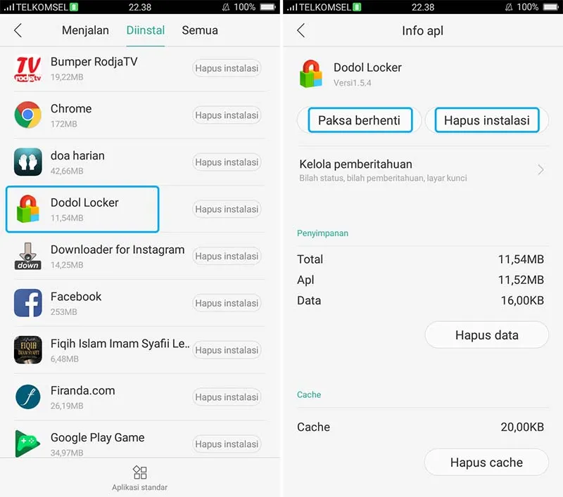 Menghapus Aplikasi Android