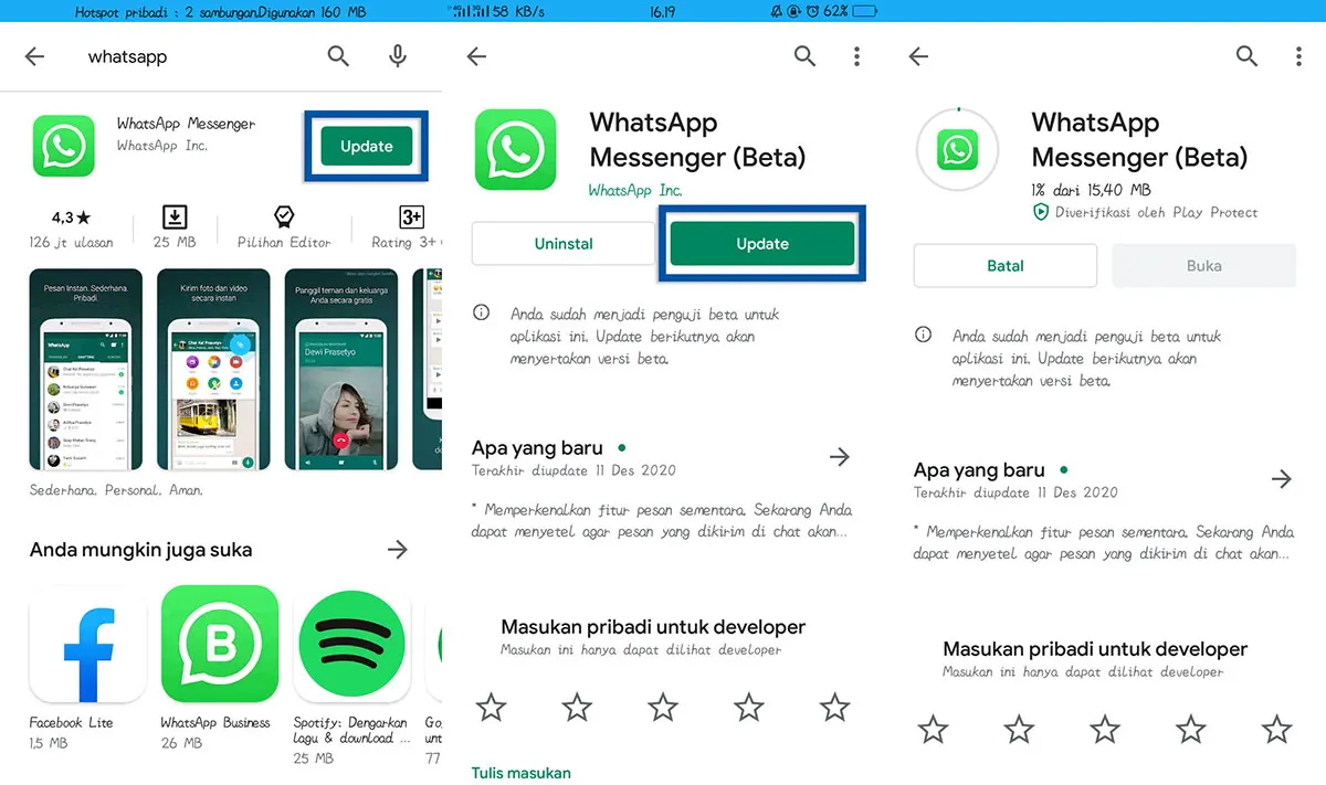 Update WhatsApp ke versi terbaru