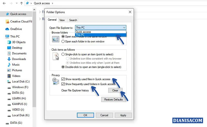 Menghilangkan Quick Access Windows 10